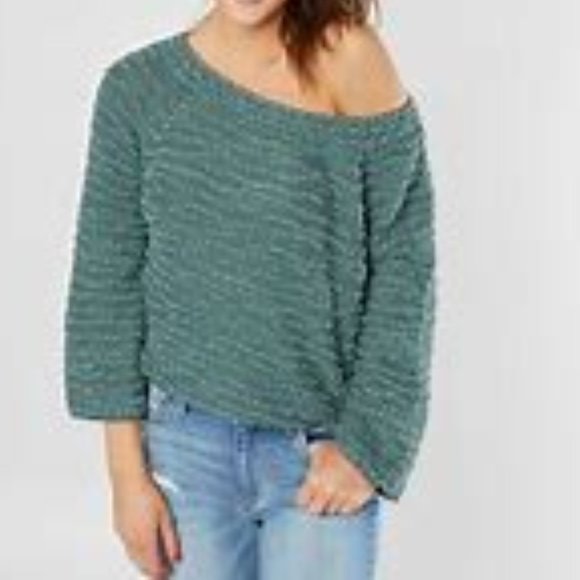 Billabong Off The Beat Sweater Texture Knit Off The Shoulder Bell Sleeves - Picture 6 of 6